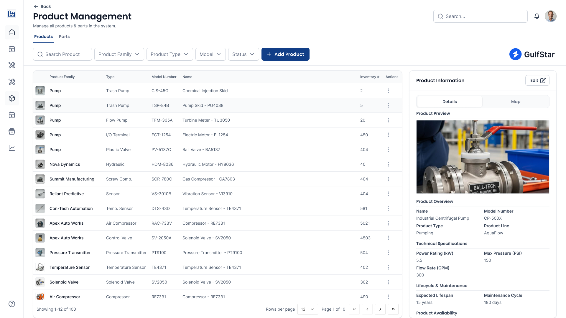 Product Management Module Interface